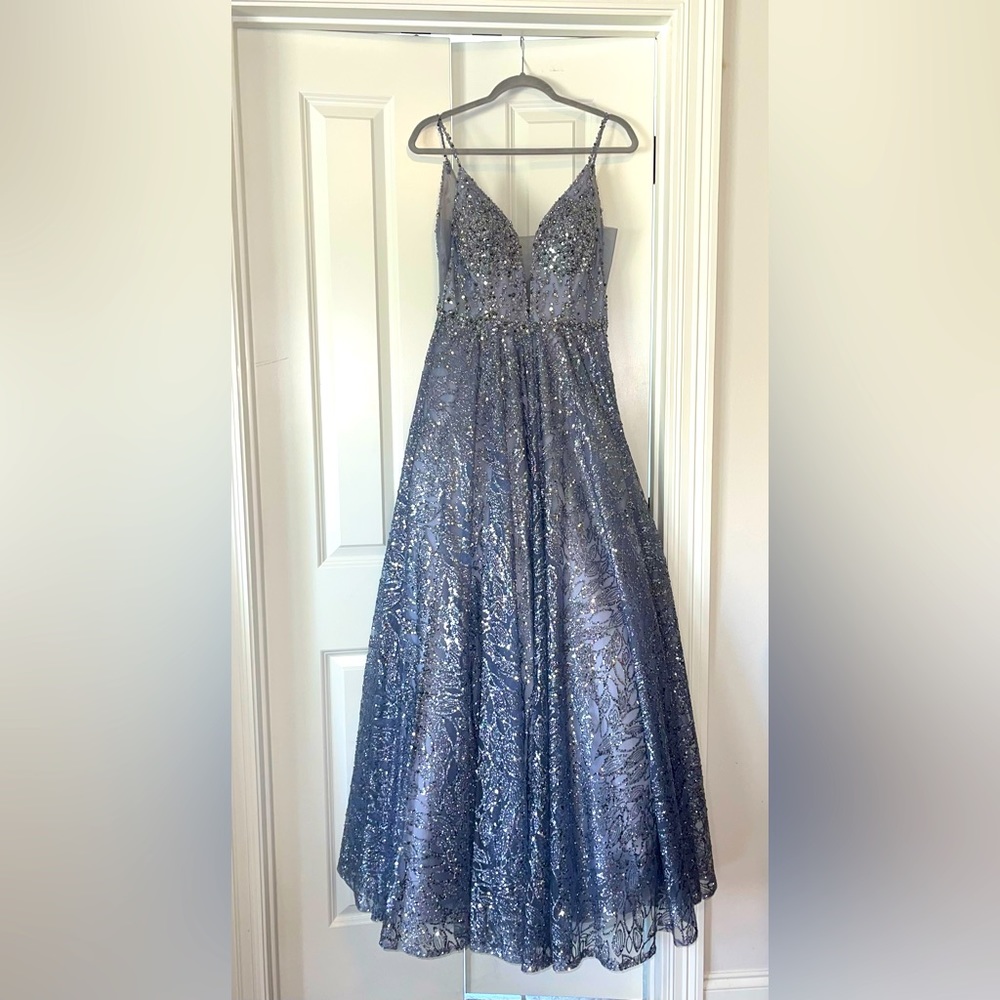 Blue sequin ballgown